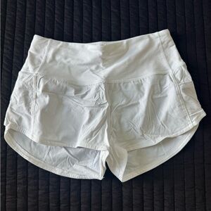 Lululemon White Speed Up High Rise 2.5” Shorts
